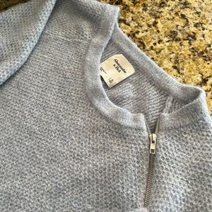 Abercrombie beautiful light blue ish grey sweater with zip detail